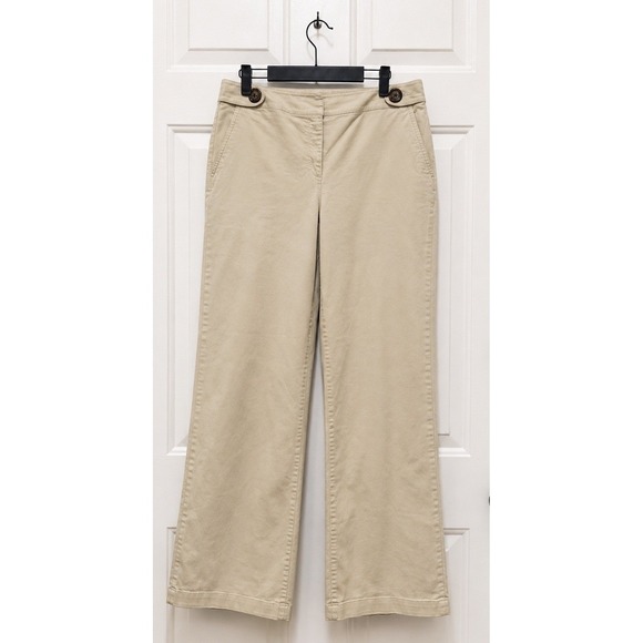 Talbots Pants - Talbots Khaki Wide Leg Pants 10 Long Stretch Trousers Preppy Quiet Luxury Casual